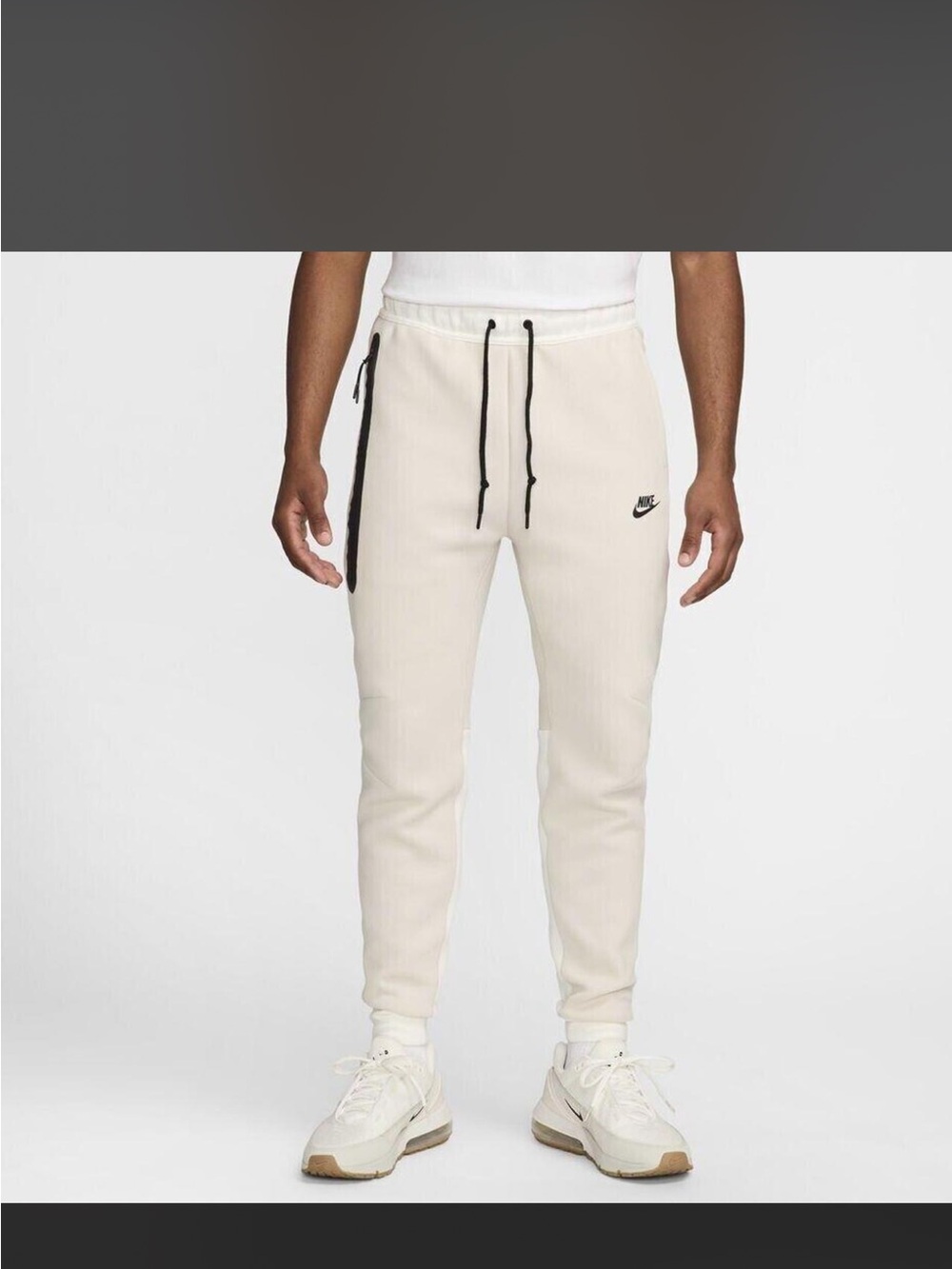 Nike Men’s Cream high tech Jogger Pants with Black Drawcords